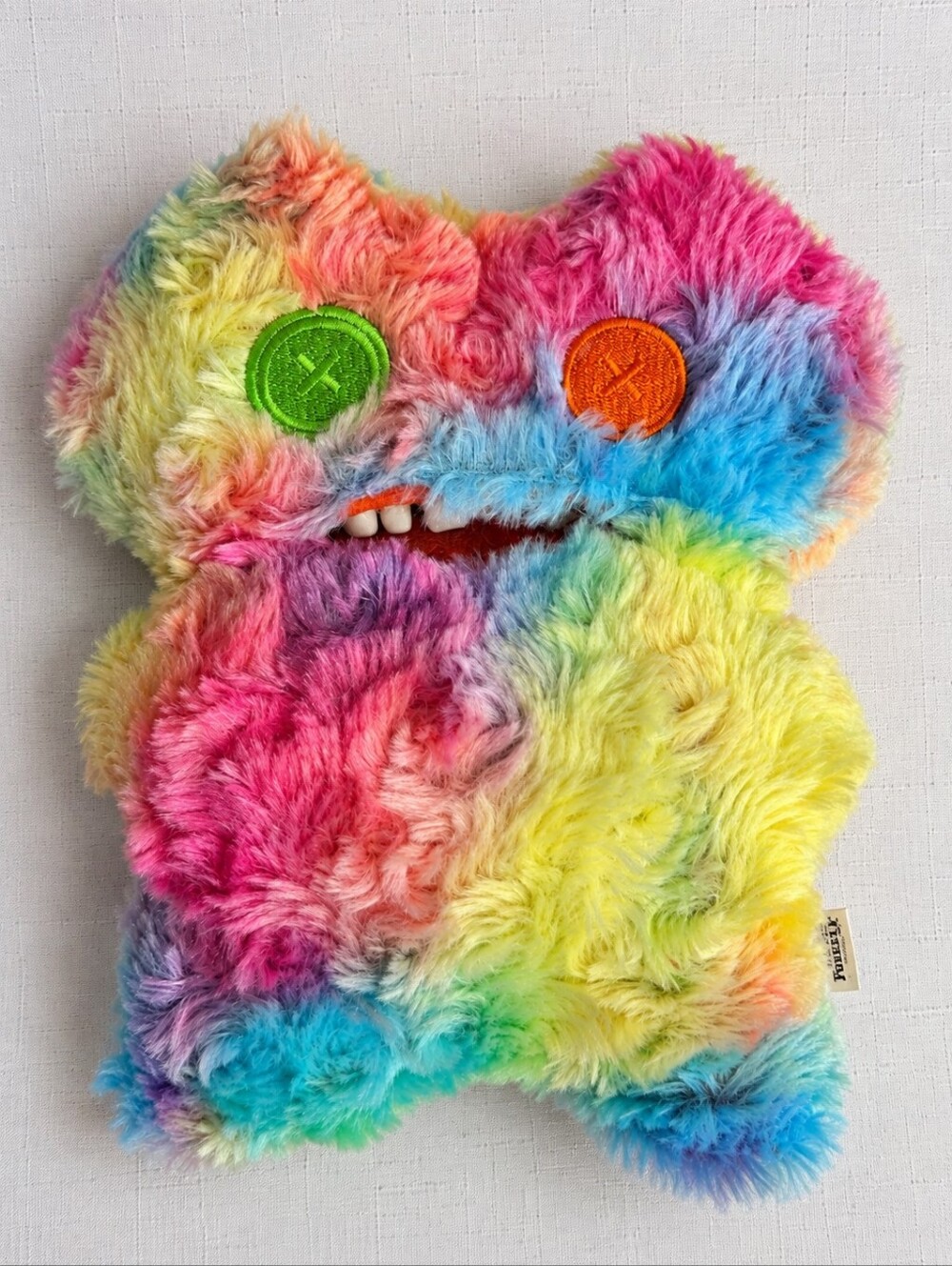 Fuggler Gap Tooth Rainbow Multicolor Plush Dog Toy